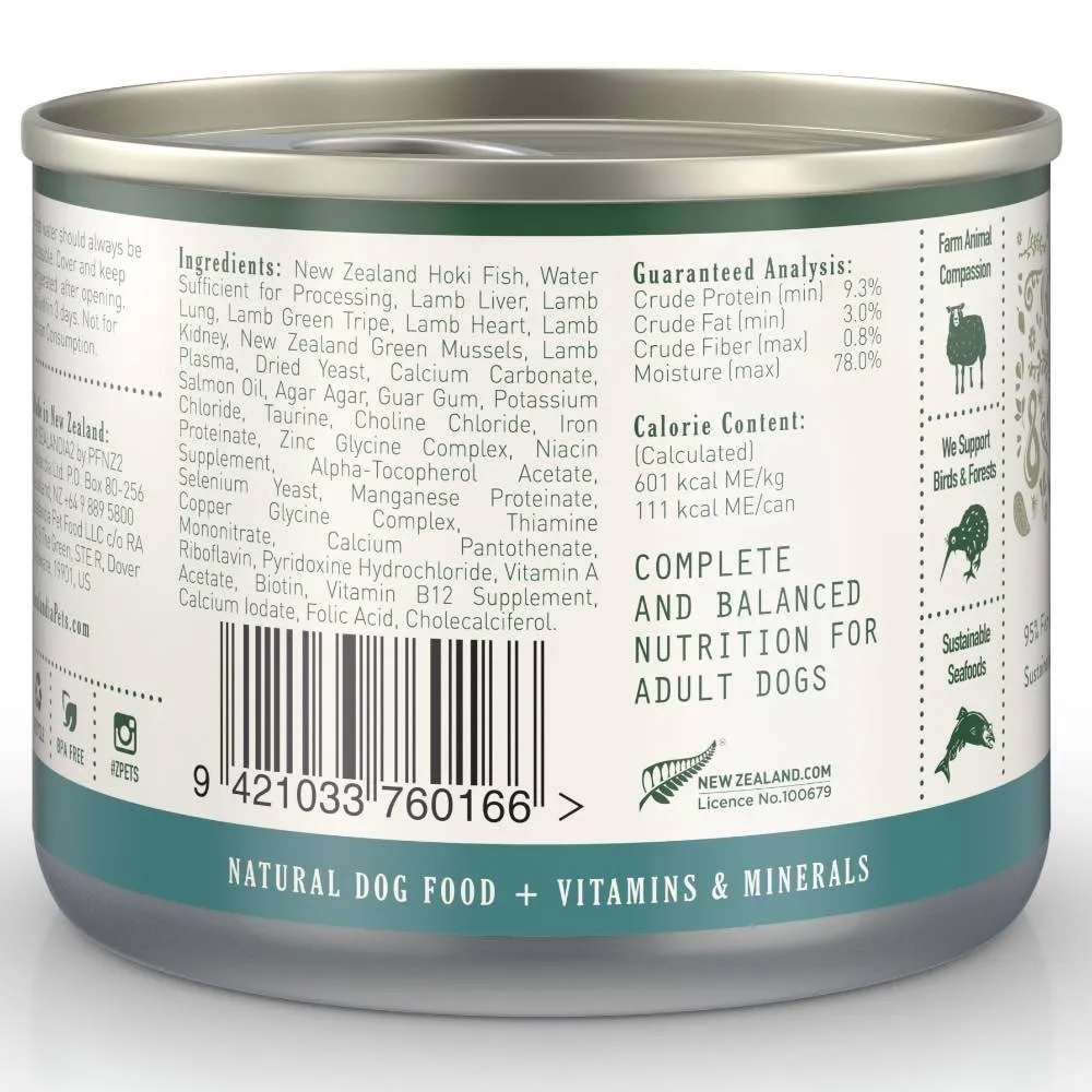 15% OFF: Zealandia Wild Hoki Fish Pate Grain-Free Adult Canned DOG Food 185g