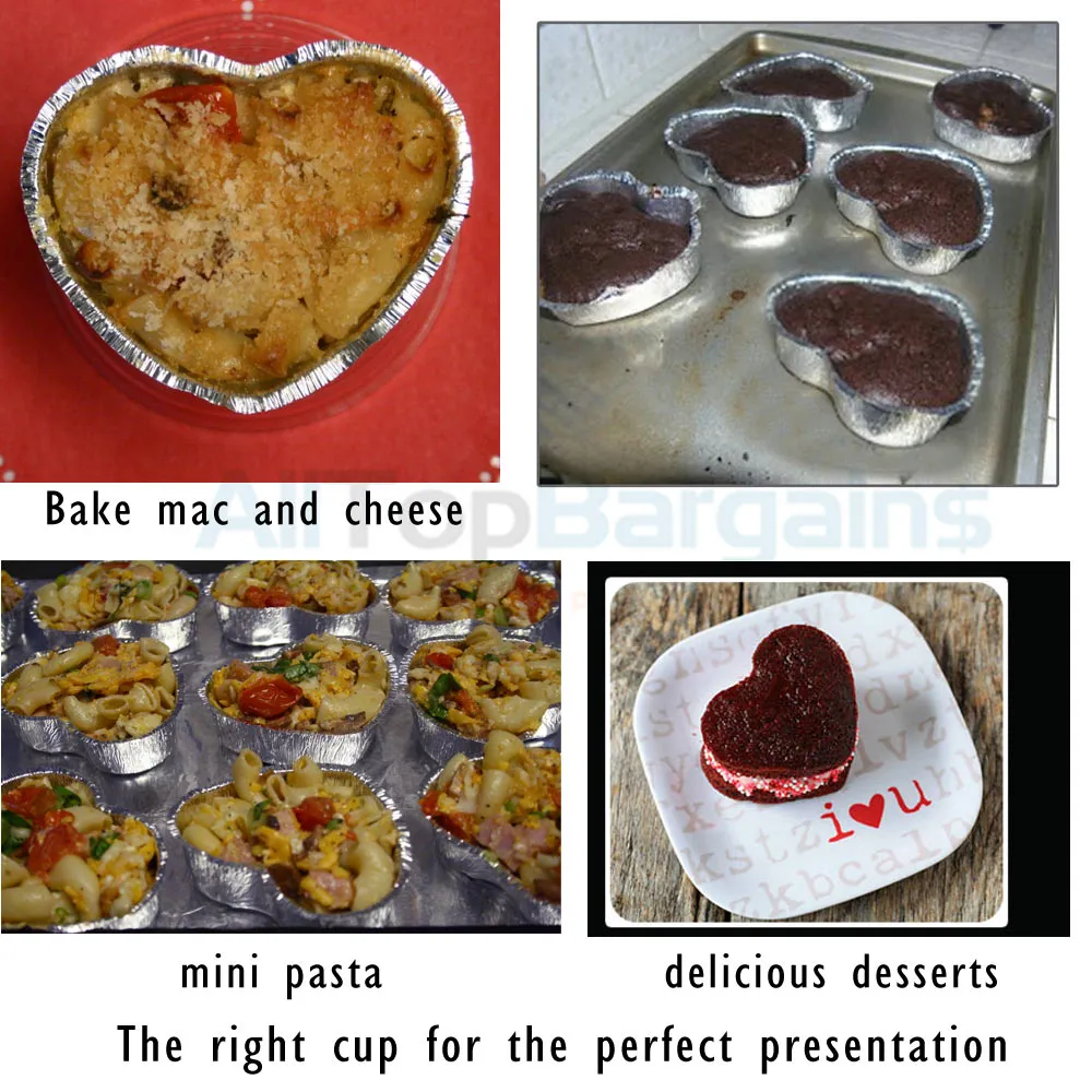 24 Aluminum Foil Baking Cups Heart Shapes Mold Cupcakes Party Baking Bake Mini