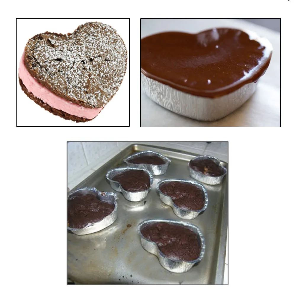 24 Aluminum Foil Baking Cups Heart Shapes Mold Cupcakes Party Baking Bake Mini