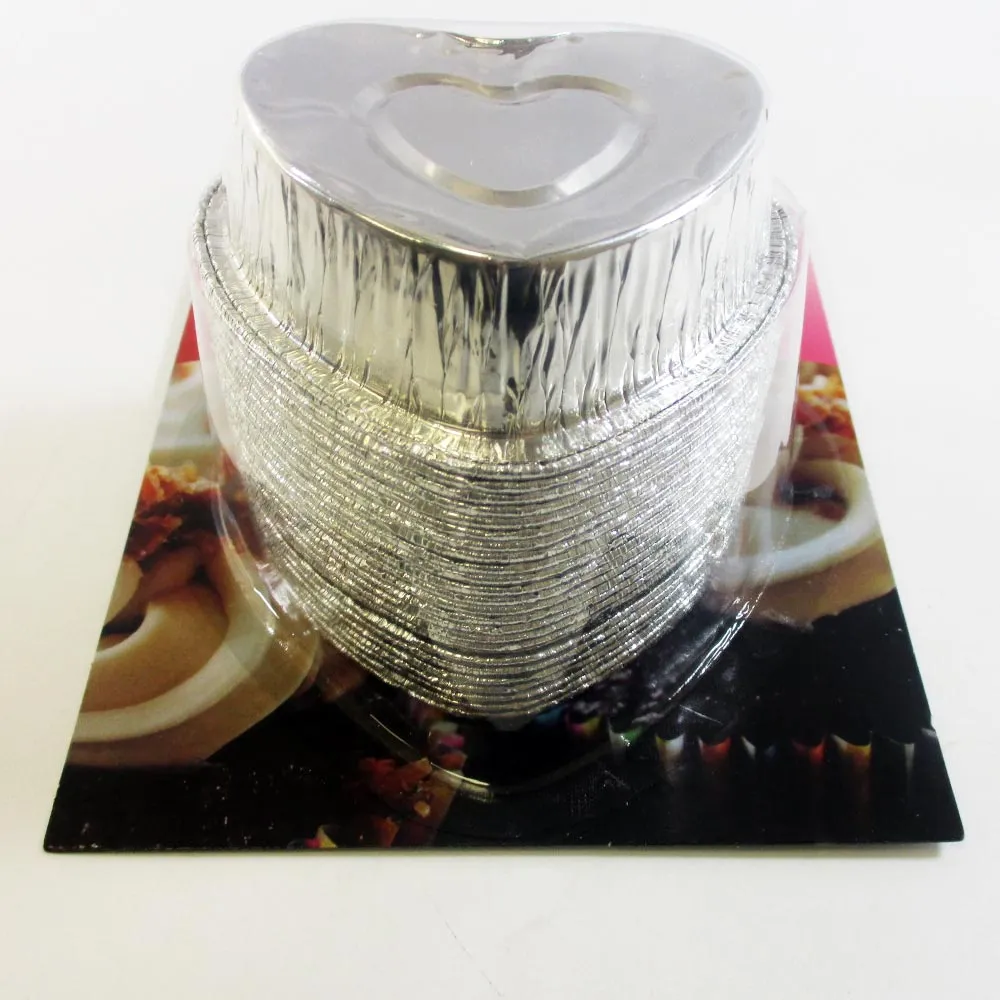 24 Aluminum Foil Baking Cups Heart Shapes Mold Cupcakes Party Baking Bake Mini