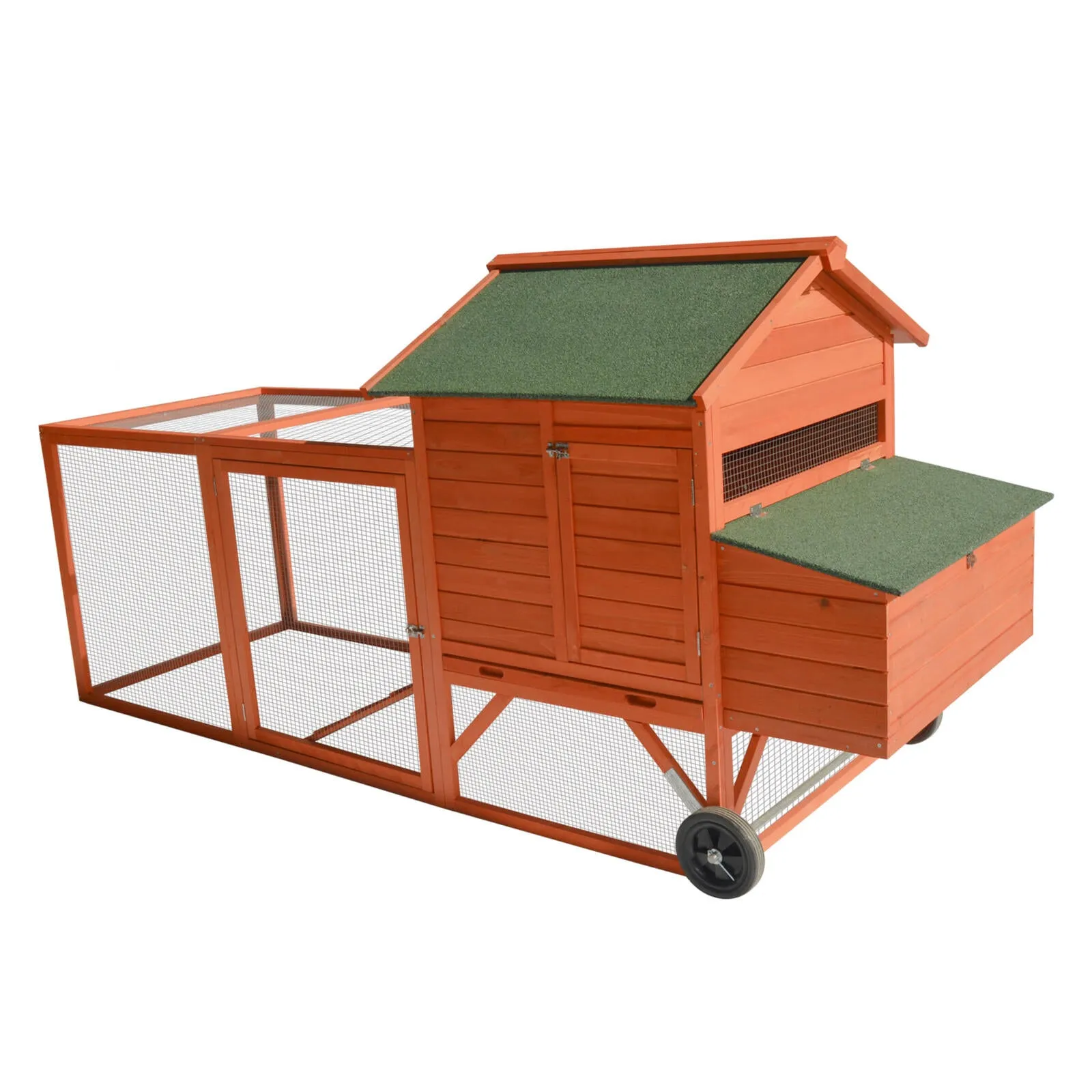 248 cm XL Chicken Coop Rabbit Hutch Ferret Hen Guinea Pig House | With Wheels