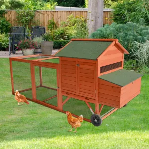 248 cm XL Chicken Coop Rabbit Hutch Ferret Hen Guinea Pig House | With Wheels