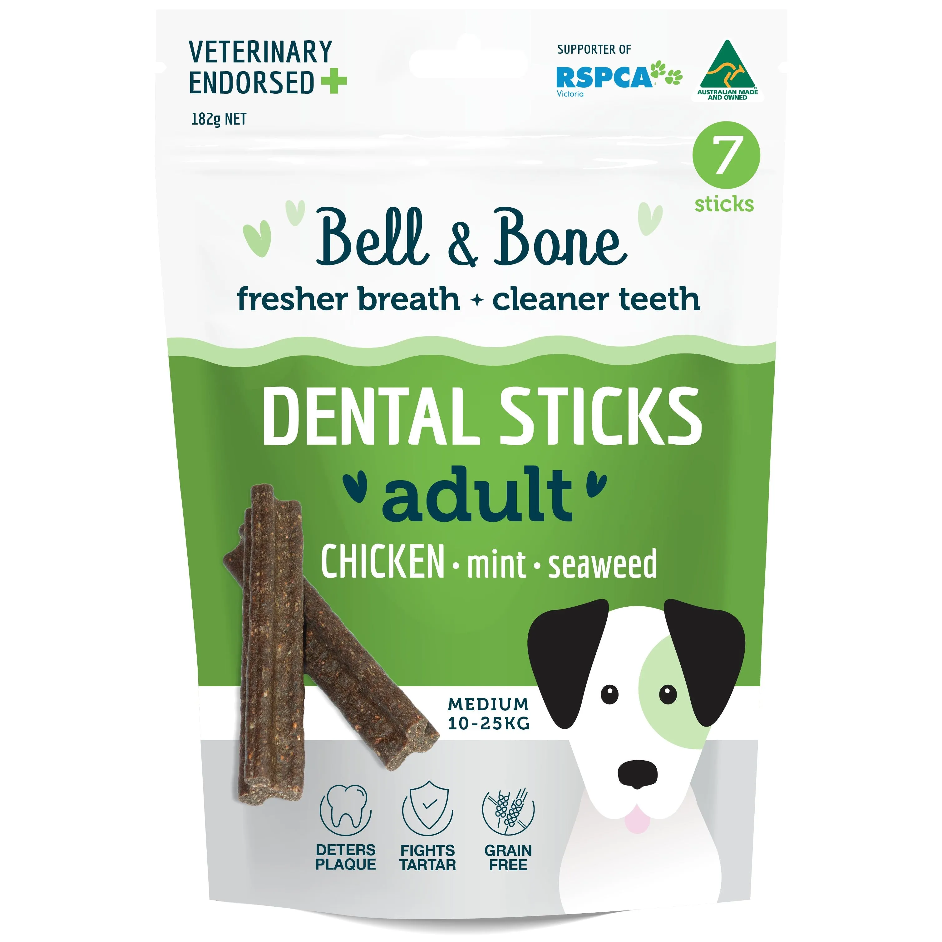 Bell and Bone Dental Sticks Chicken Mint and Seaweed for Medium Dogs 182g