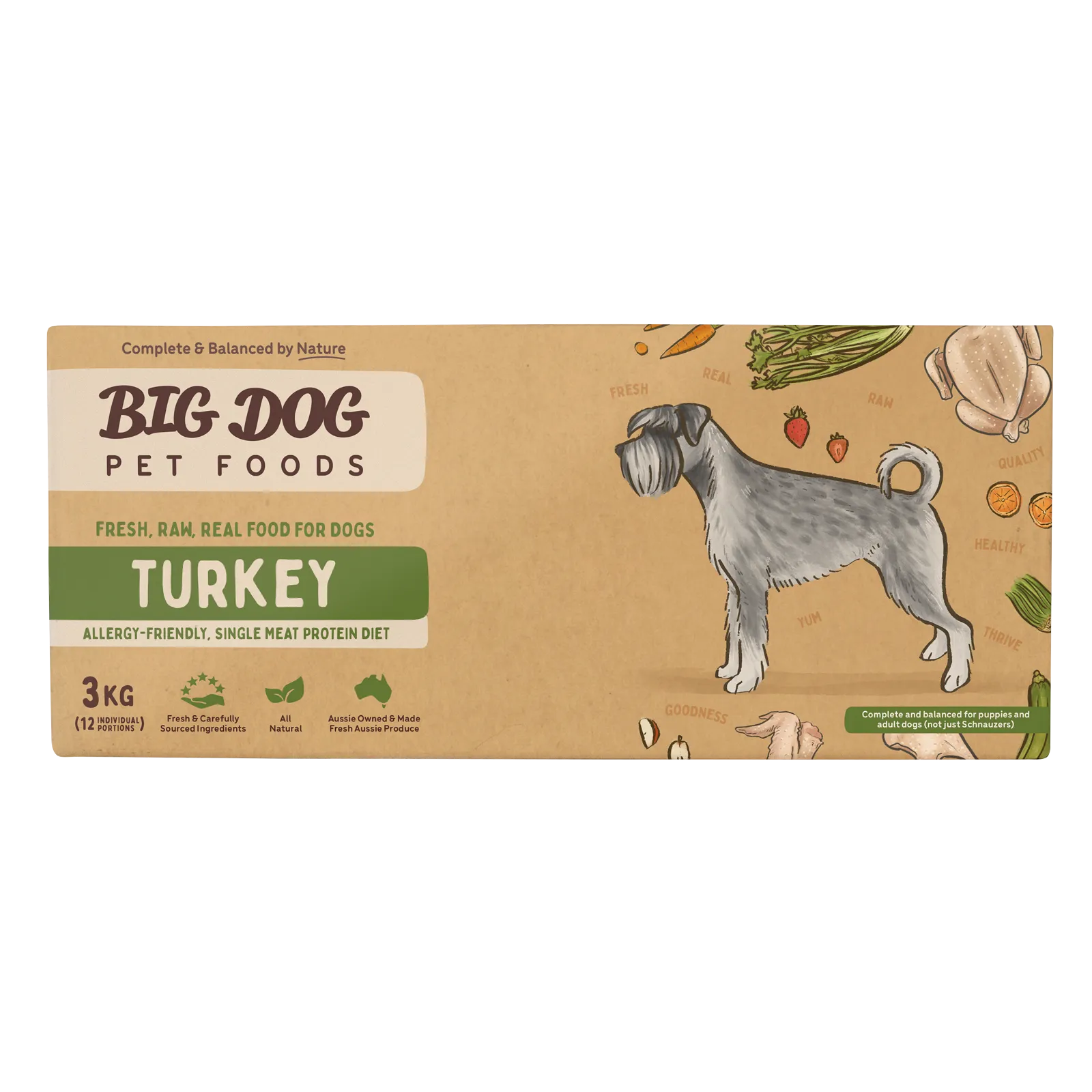 Big Dog Raw Dog Food Turkey 3kg 12pk