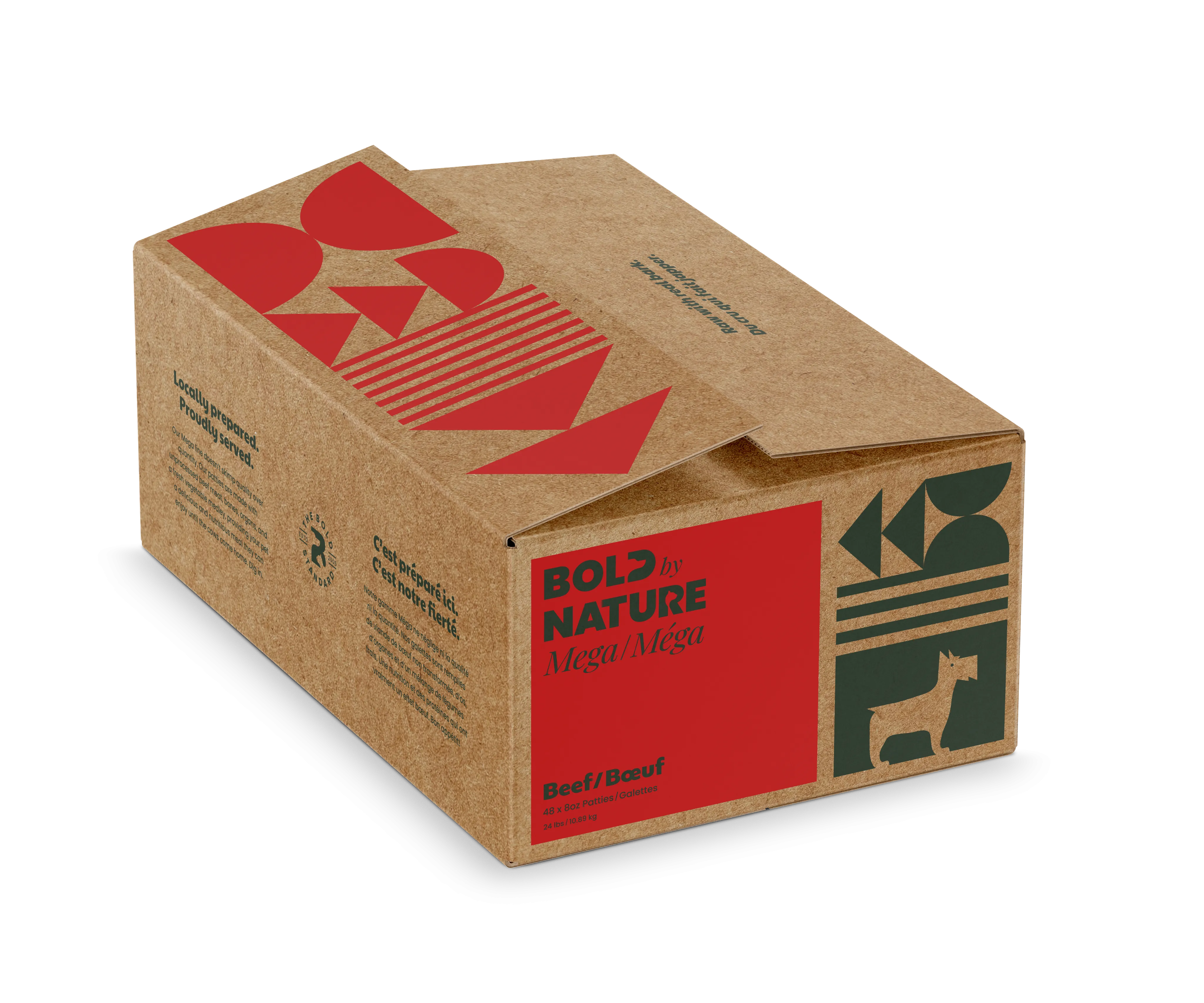 BOLD by NATURE Mega Beef Frozen Dog Food 24lb (48 x 8 oz Patties)