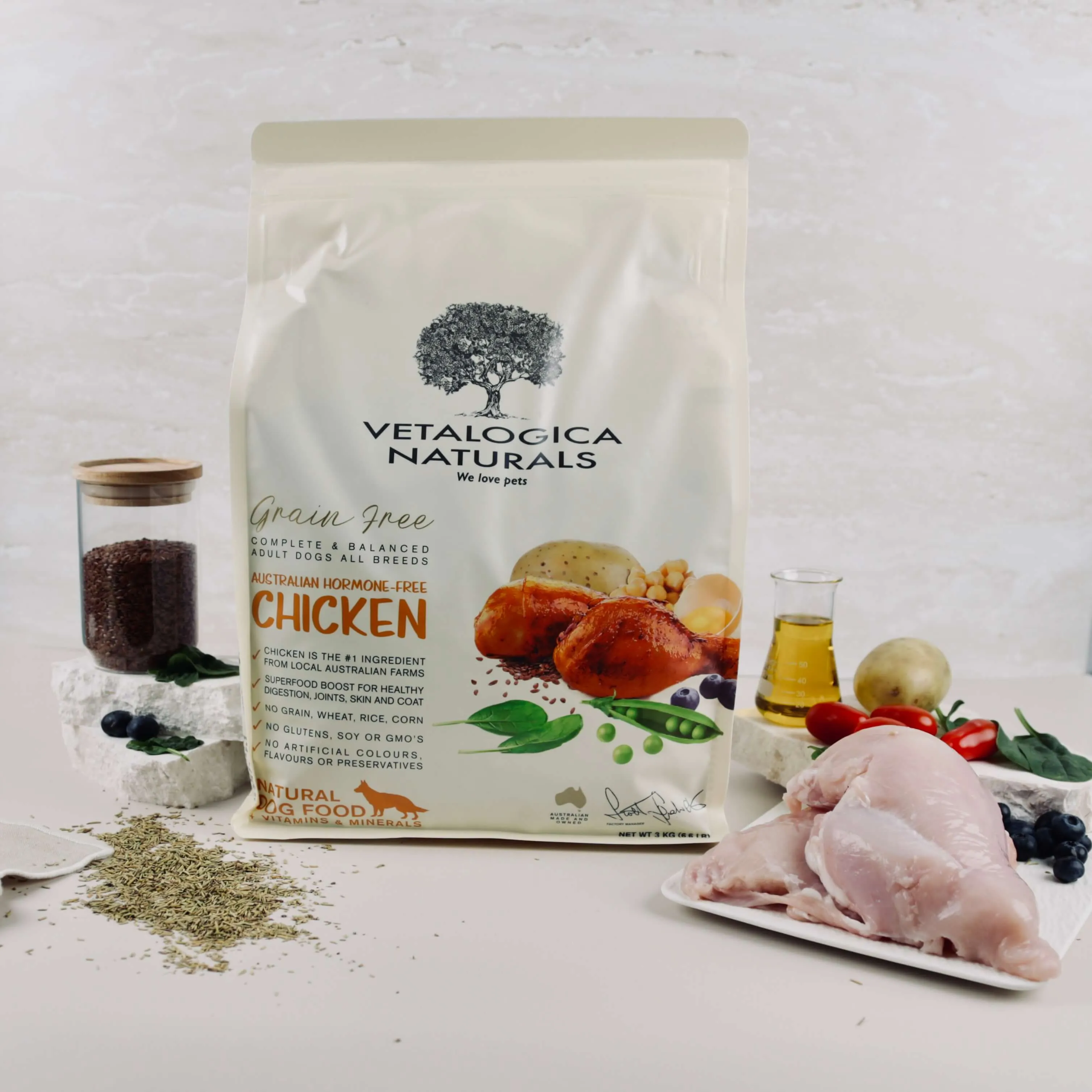 Bundle Pack of 4 x Vetalogica Naturals Adult Dog Food 3kg (MIXED)