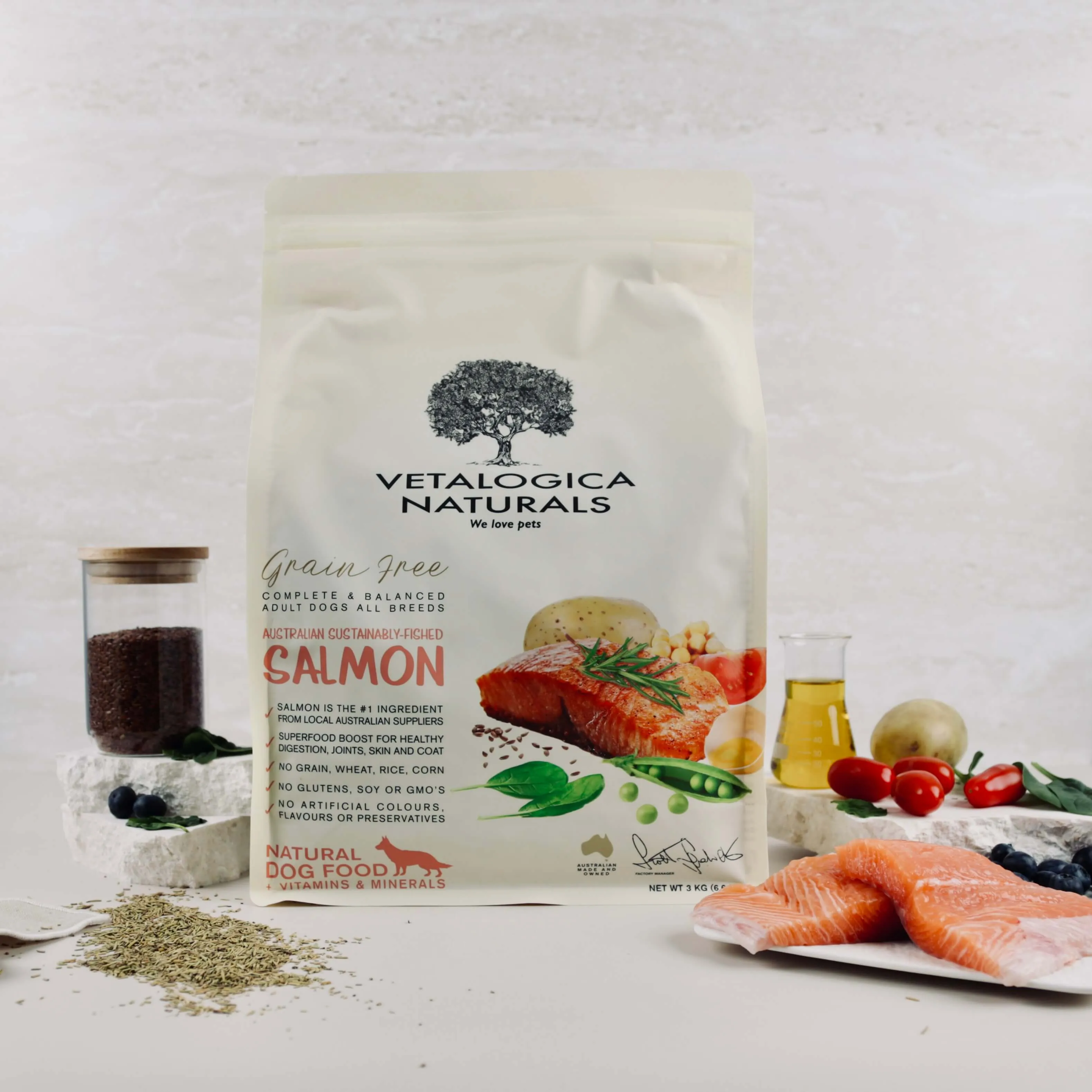 Bundle Pack of 4 x Vetalogica Naturals Adult Dog Food 3kg (MIXED)