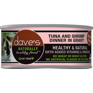 Dave's Pet Food Tuna & Shrimp Dinner In Gravy Wet Cat Food 5.5oz