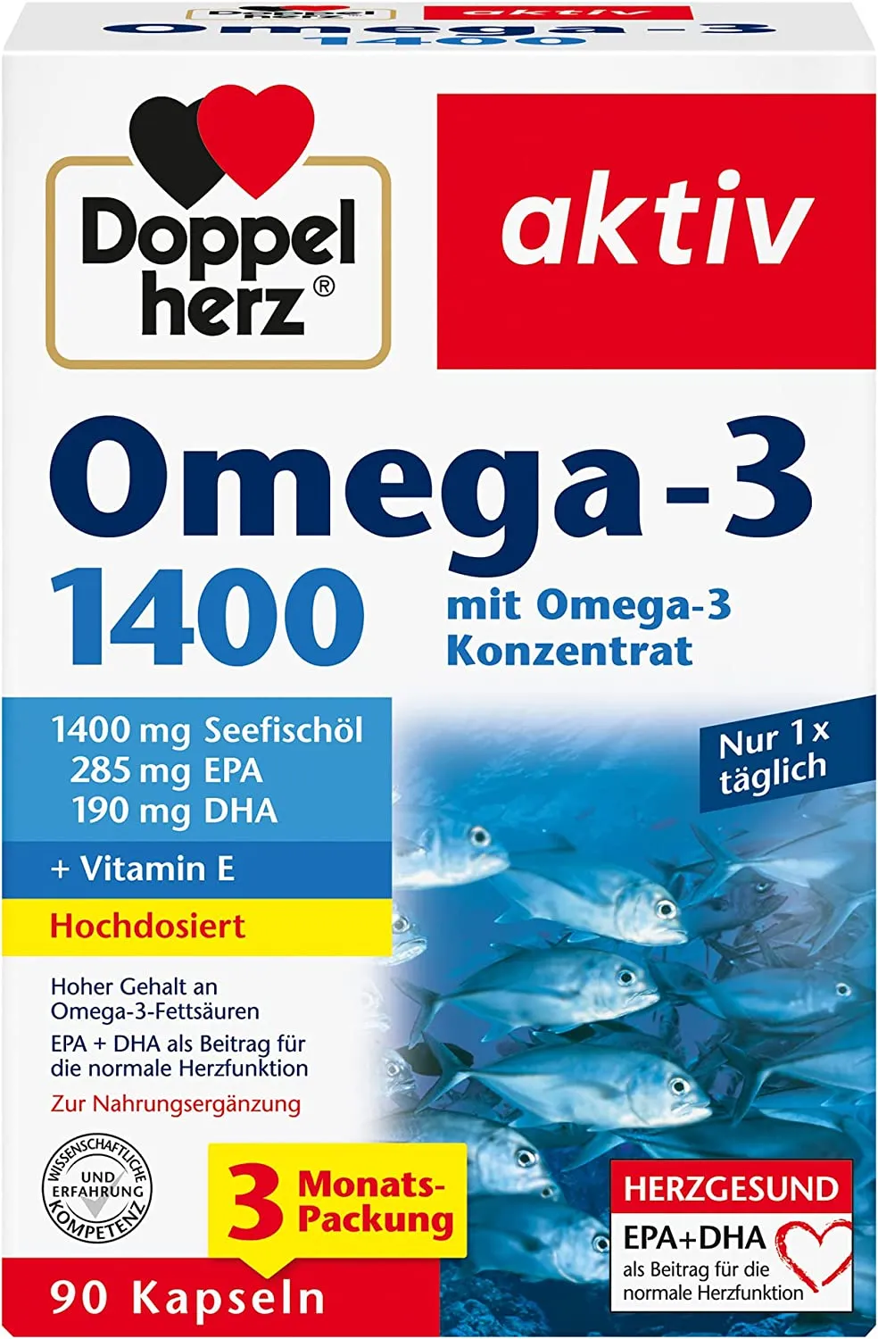 Doppelherz Omega-3 1400 mg - High Dose Omega-3 Concentrate Plus Vitamin E