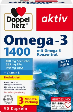 Doppelherz Omega-3 1400 mg - High Dose Omega-3 Concentrate Plus Vitamin E