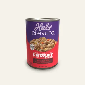 Elevate Kettle Cooked Chunky Healthy Grains Duck & Beef Stew w/ Carrots, White Potatoes & Brown Rice Wet Dog Food, 12.7 oz can (case of 6)