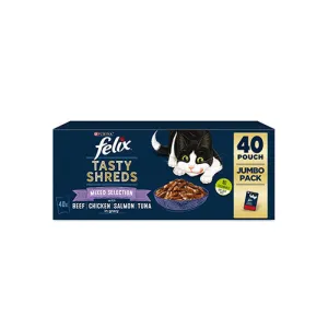 Felix Tasty Shreds Mixed Selection in Gravy 40 x 85g Wet Cat Food