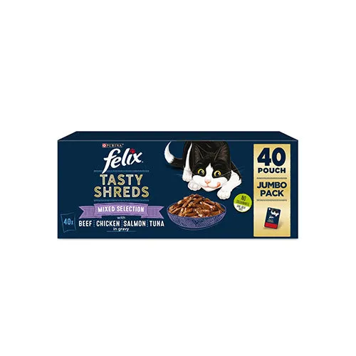 Felix Tasty Shreds Mixed Selection in Gravy 40 x 85g Wet Cat Food