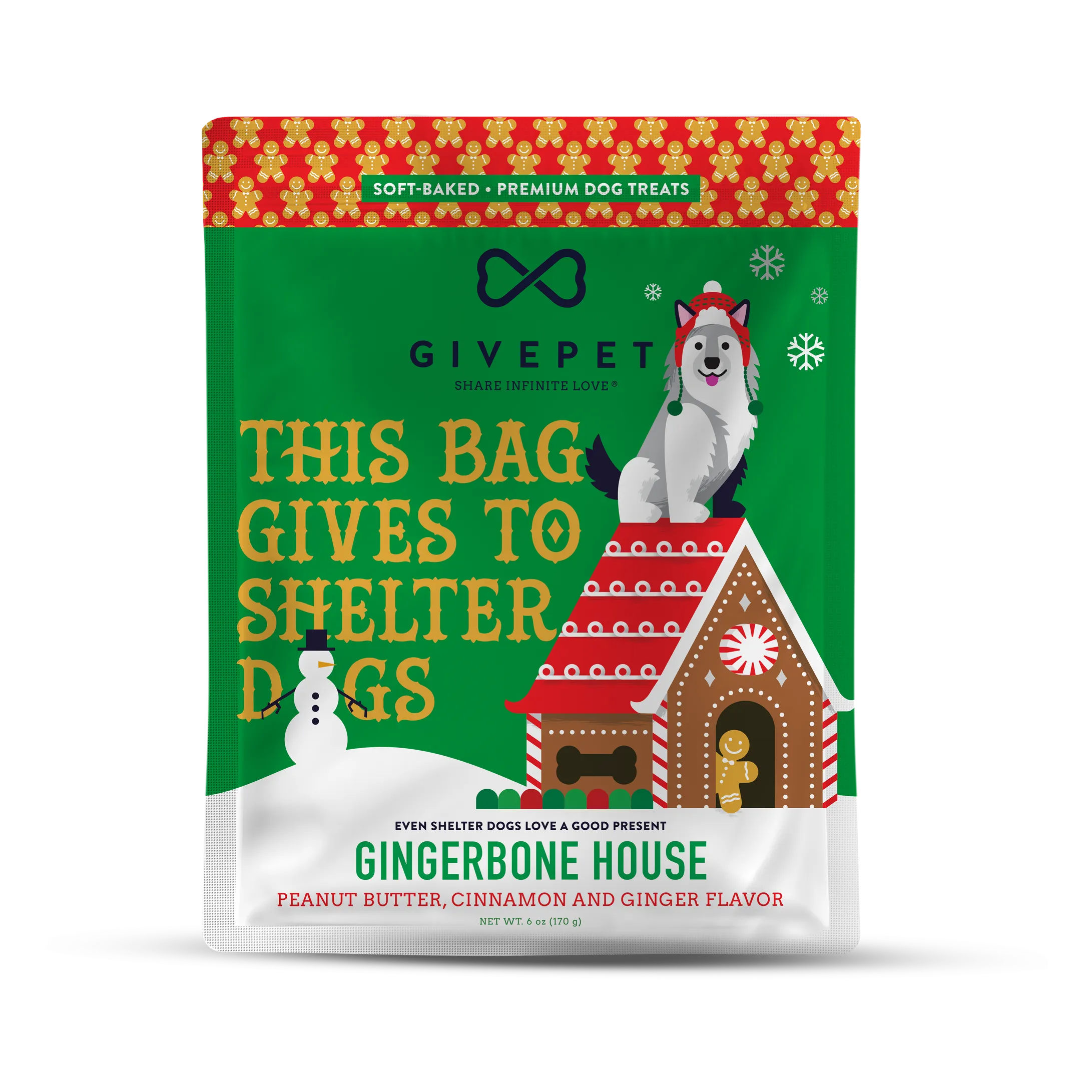 GivePet Gingerbone House Soft Baked Holiday Treats for Dogs