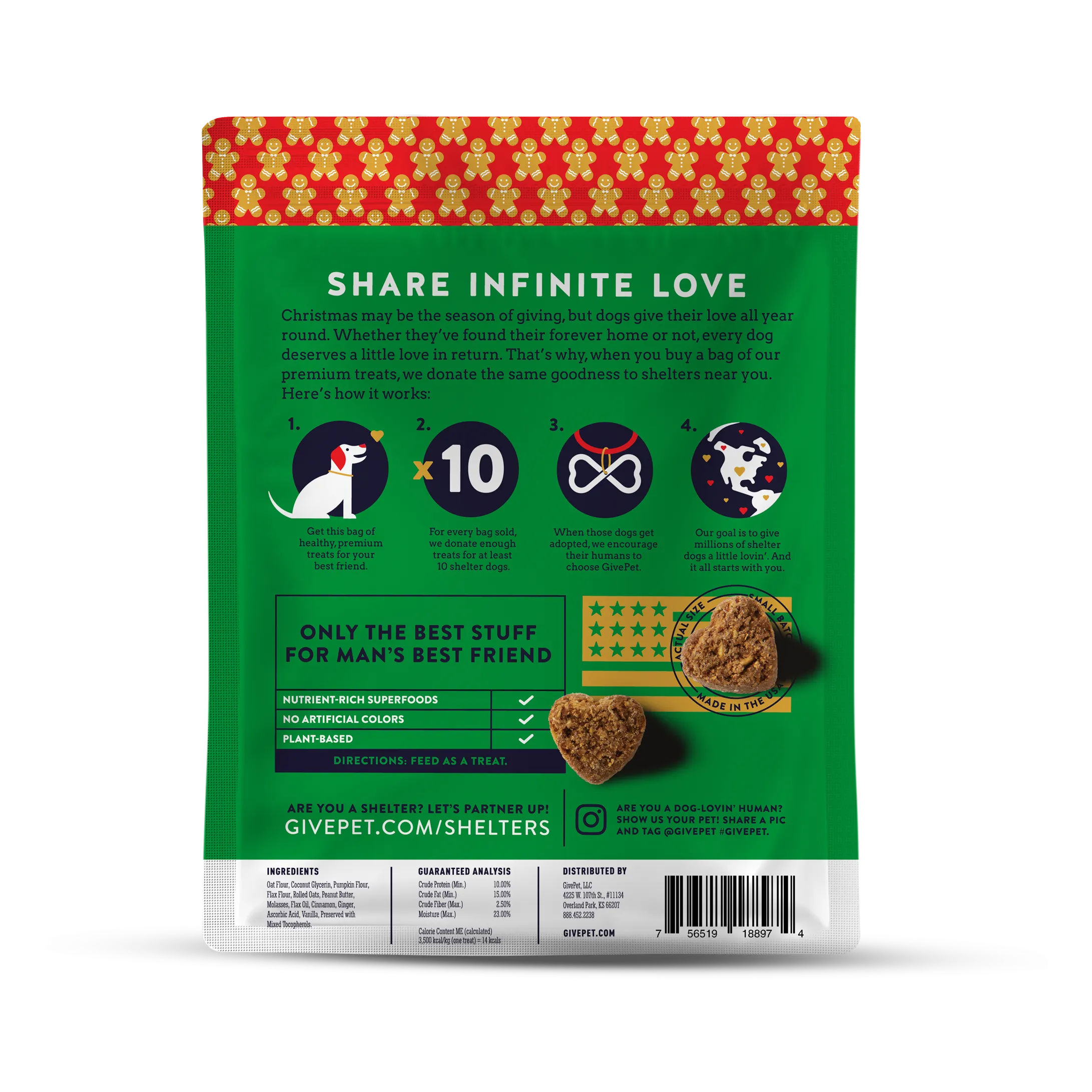 GivePet Gingerbone House Soft Baked Holiday Treats for Dogs
