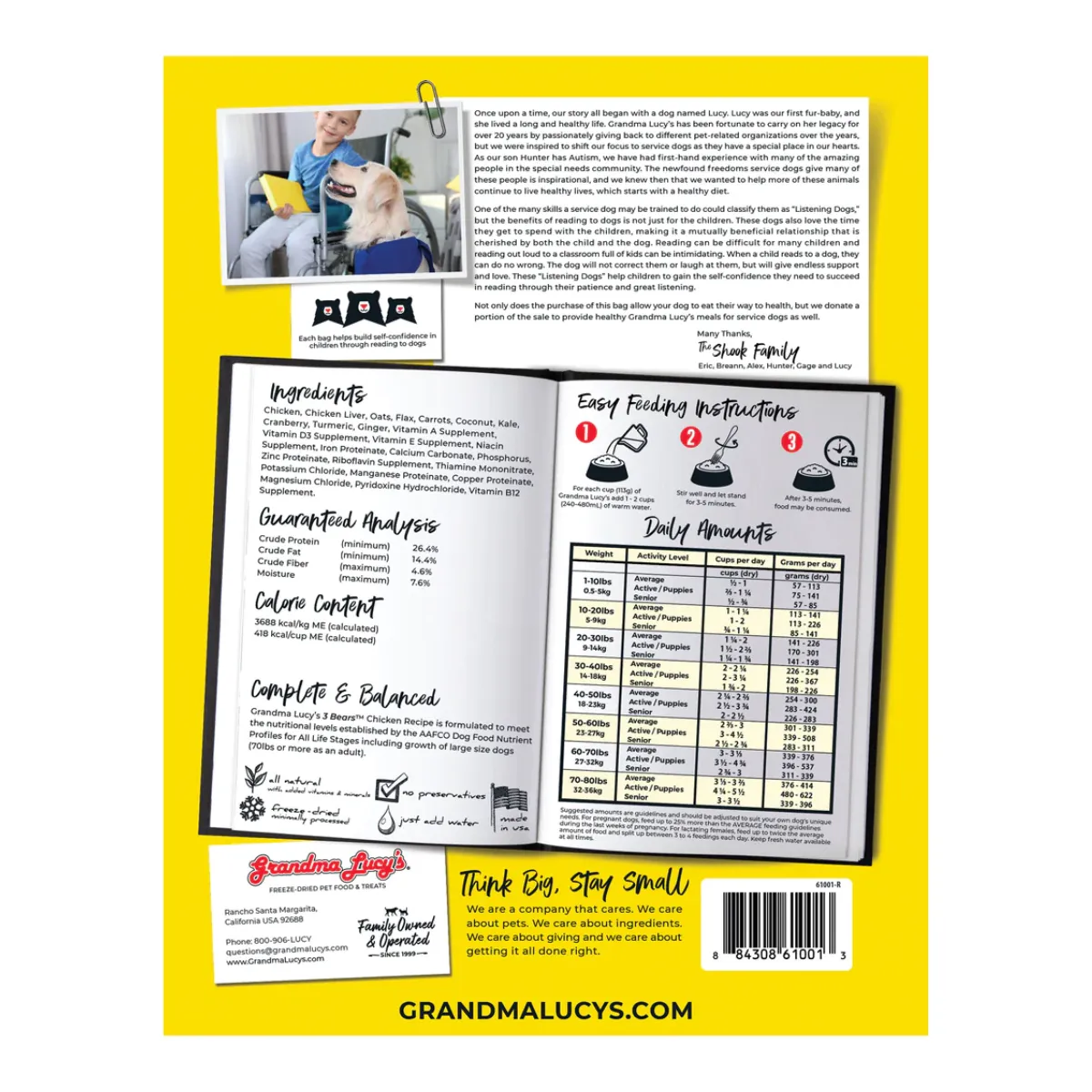 Grandma Lucy's 3 Bears Chicken Dog Food 8 Lb
