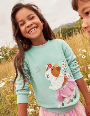 Green Guinea Pig Print Sweatshirt-Green Guinea Pig Fairy