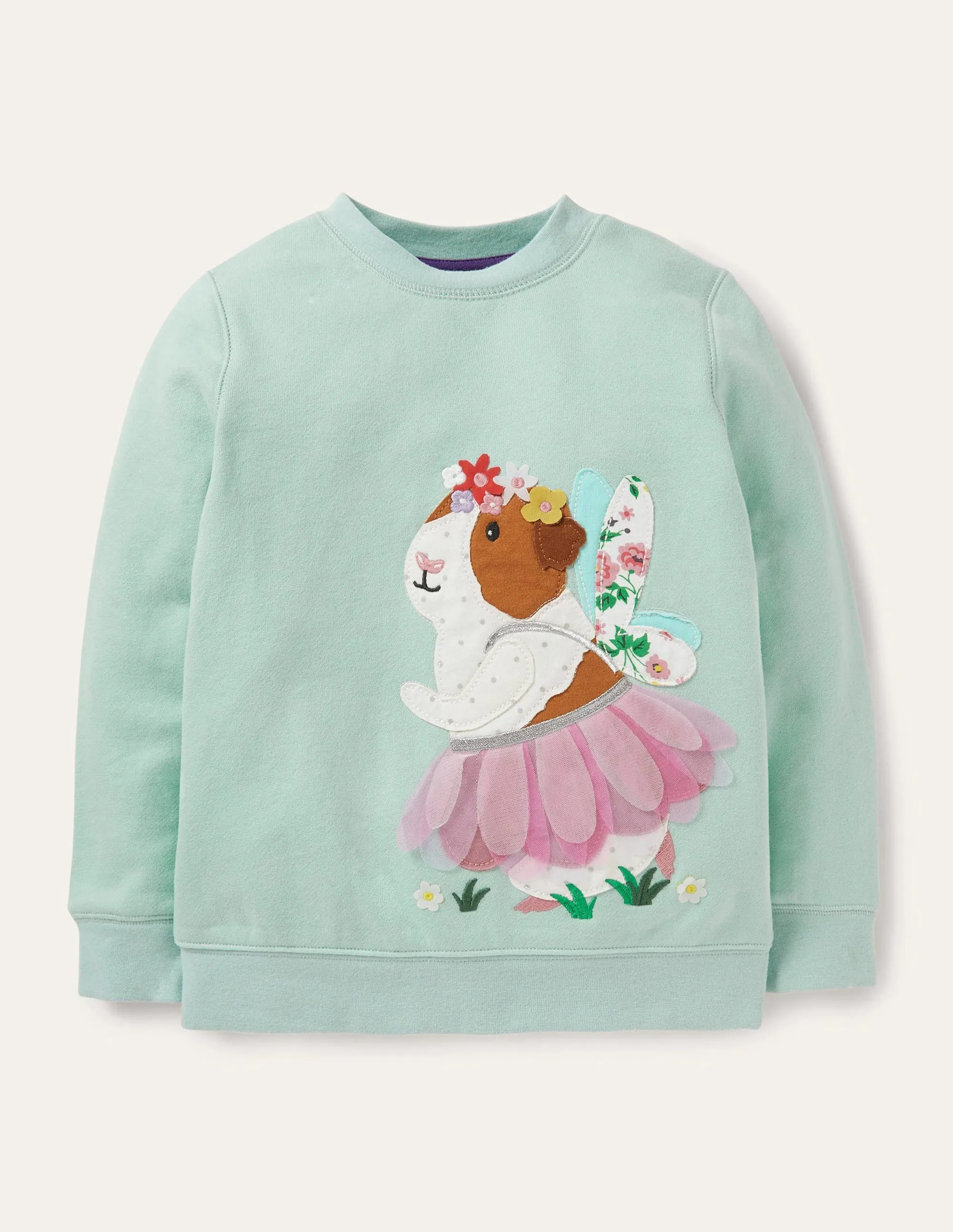 Green Guinea Pig Print Sweatshirt-Green Guinea Pig Fairy