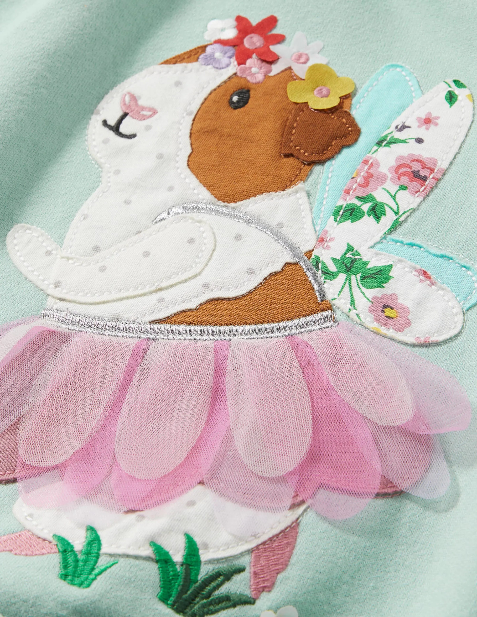 Green Guinea Pig Print Sweatshirt-Green Guinea Pig Fairy