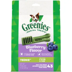 GREENIES Natural Dog Dental Care Chews Oral Health Dog Treats Blueberry Flavor, Teenie 12-oz Pack