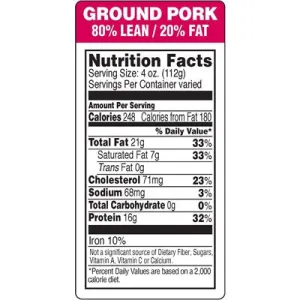 Ground Pork 80% Lean/20% Fat Label | Roll of 1,000