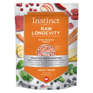 Instinct Nature's Raw Longevity Frozen Bites Grass-Fed Beef Dog Food 4lb