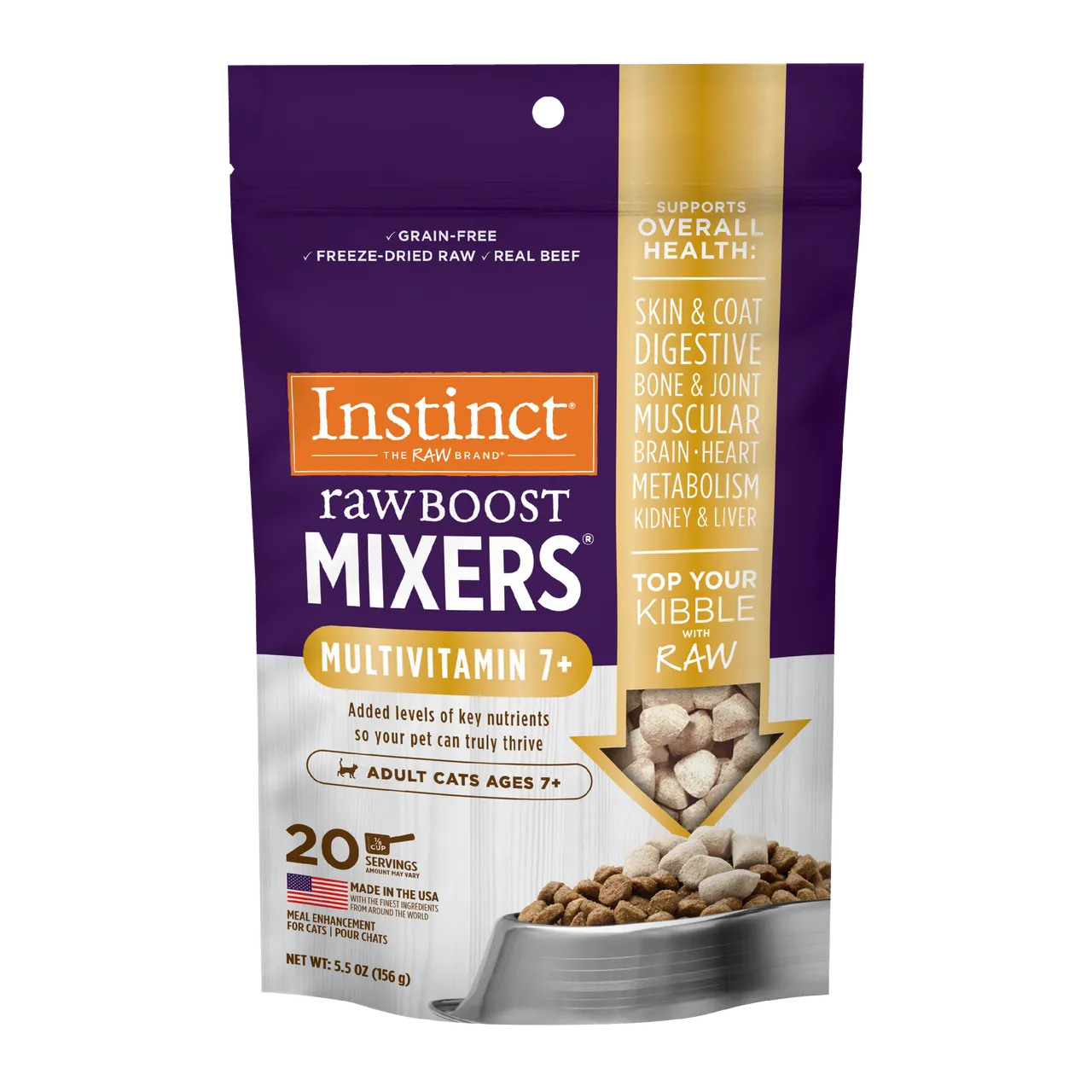 Instinct Raw Boost Mixers Multivitamin For Adults Ages 7  Freeze-Dried 5.5-oz, Cat Food Topper