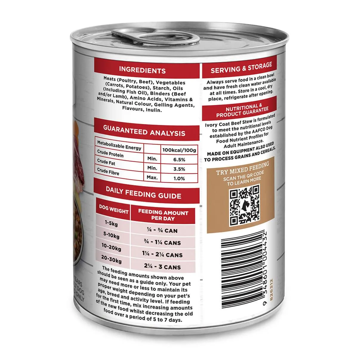 Ivory Coat Grain Free Adult Wet Dog Food Beef Stew 400g