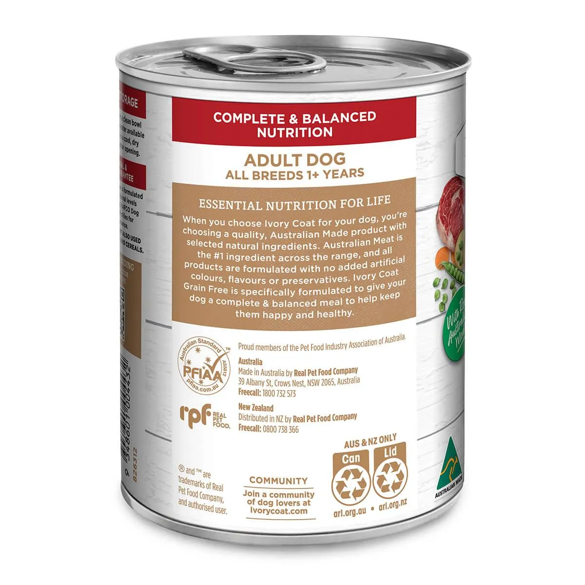 Ivory Coat Grain Free Adult Wet Dog Food Beef Stew 400g