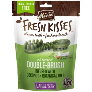 Merrick Fresh Kisses Double-Brush Coconut & Botanical Oil Dental Dog Treats, Large