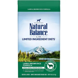 Natural Balance Limited Ingredient Lamb Brown Rice Dry Dog Food 4lb