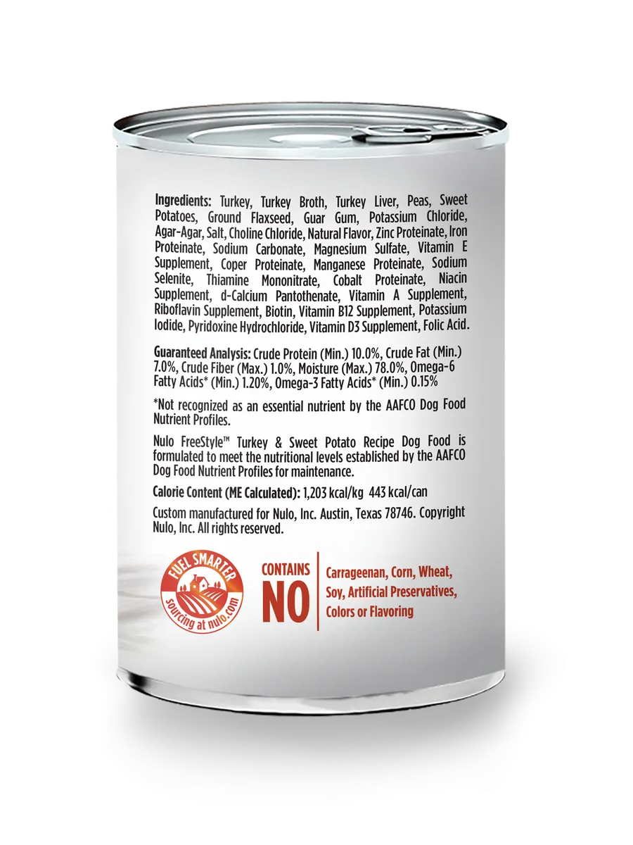 Nulo Freestyle Adult Turkey and Sweet Potato Recipe, Wet Dog Food, 13-oz, Case of 12