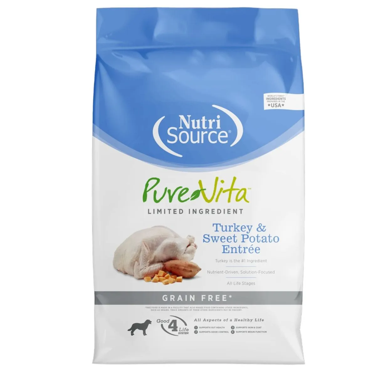 NutriSource Pure Vita Grain Free Turkey & Sweet Potato Dry Dog Food 12lb