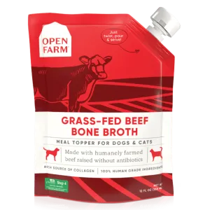 Open Farm Dog/Cat Bone Broth Topper Grass-Fed Beef 12 or 32oz