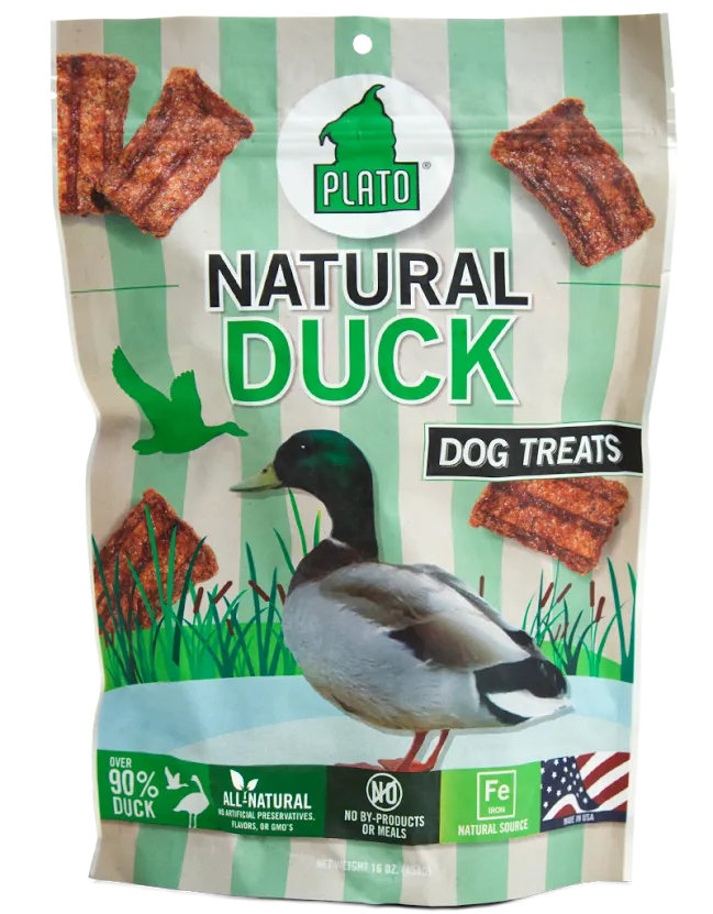 Plato All Natural Duck Strips Dog Treats