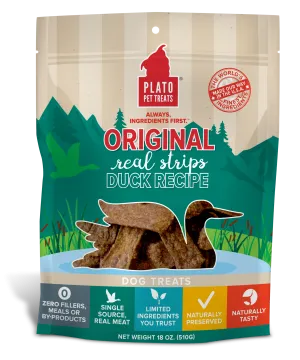 Plato Natural Duck Strips Dog Treats