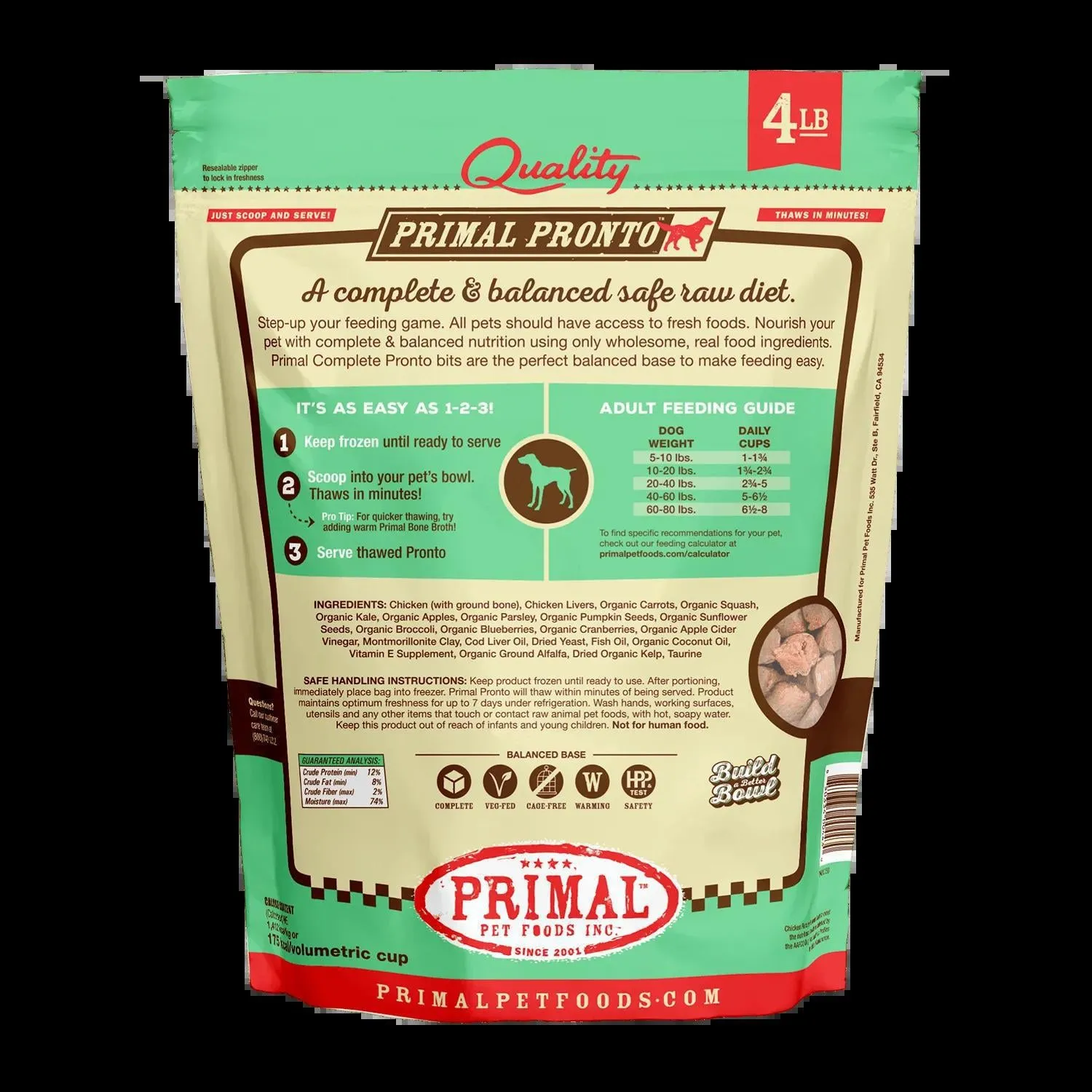 Primal Pronto Raw Chicken 4lb