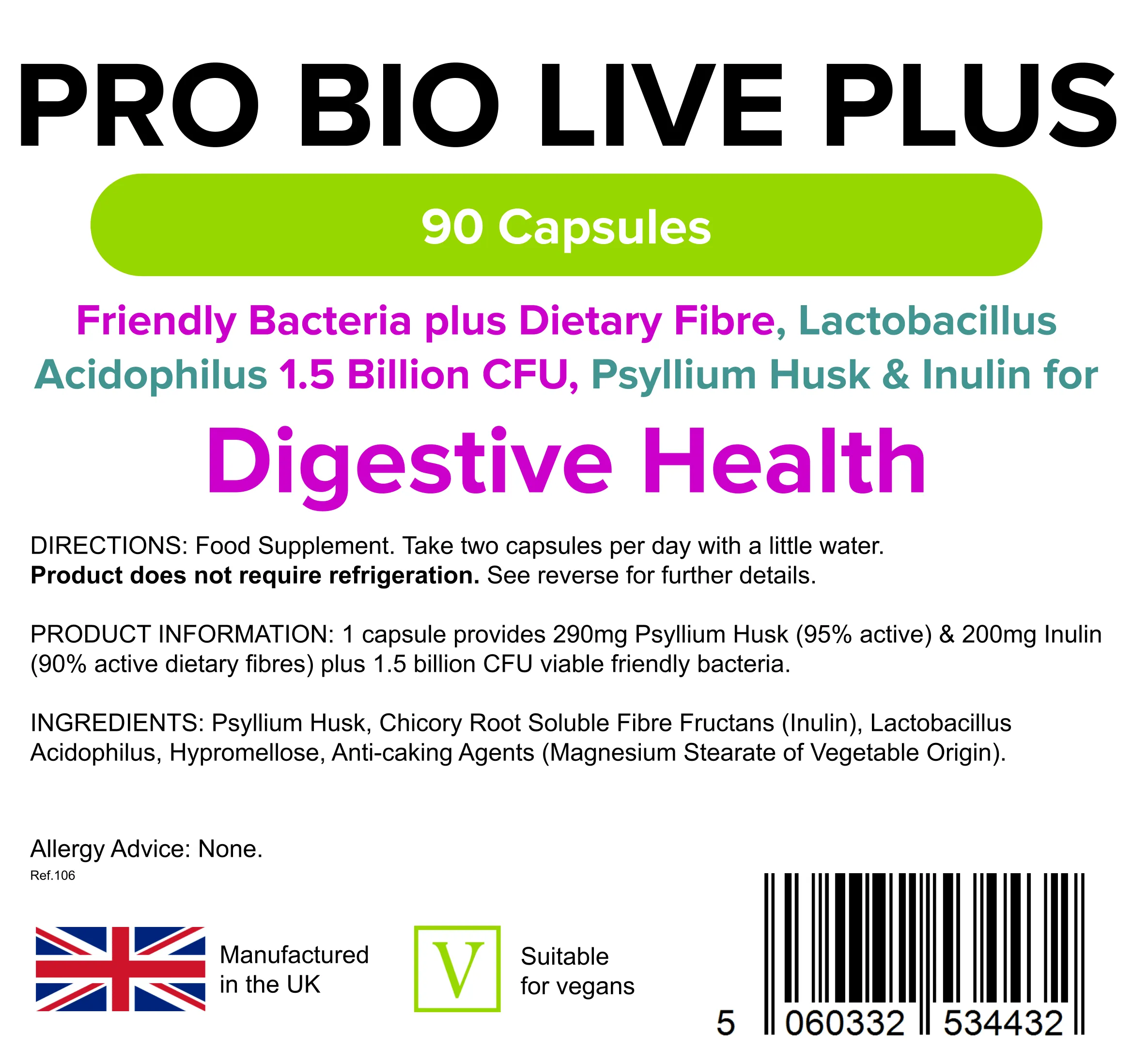 Pro Bio Live Plus ( dietary fibre) Capsules