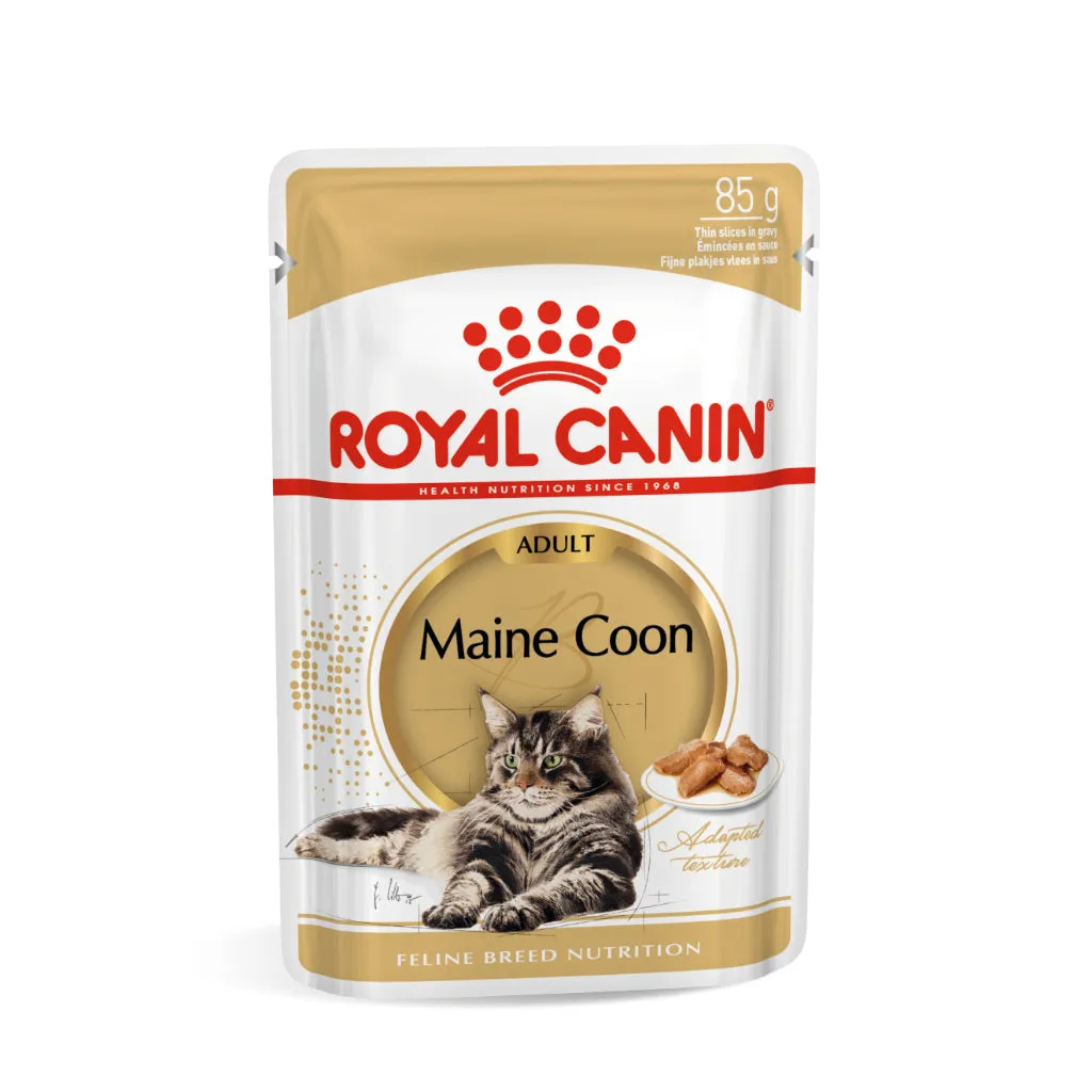 Royal Canin Maine Coon Adult (85g x 12 Pouches) Wet Cat Food - Feline Breed Nutrition