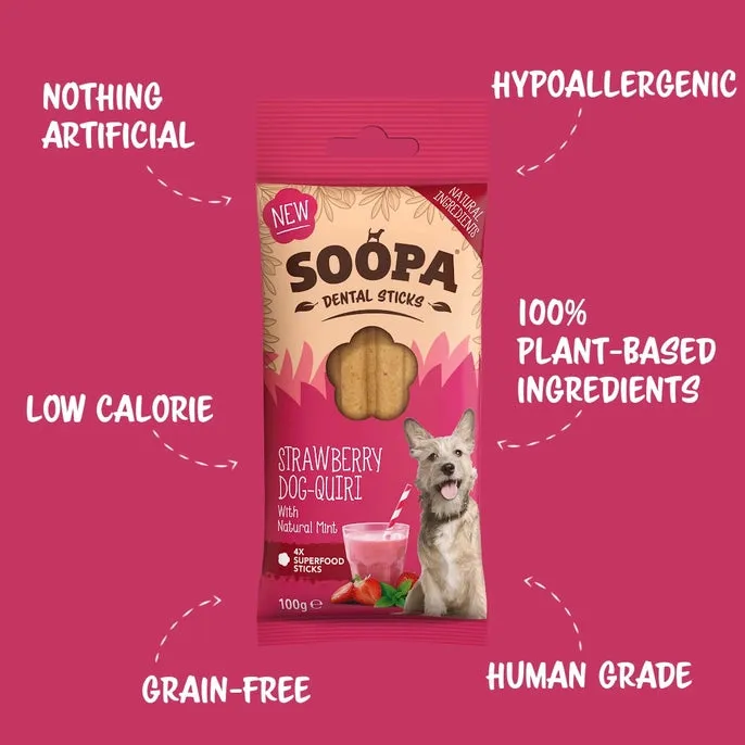 Soopa Strawberry Dog-Queri Bites Dog Dental Chew
