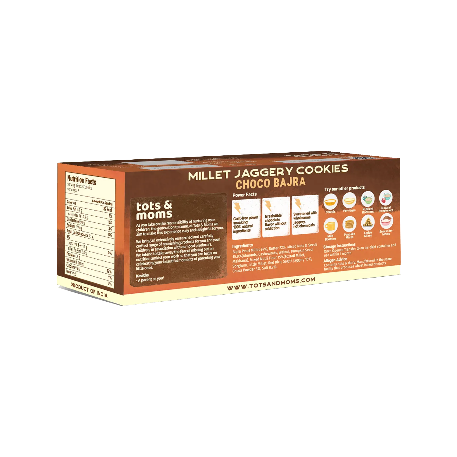Tots & Moms Cookies- Choco Bajra - Pack of 2 - 150g each