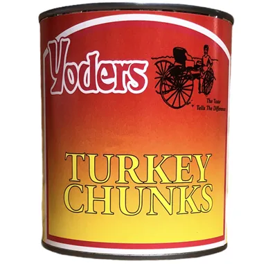 Yoder's Fresh Real Fully Cooked Canned Turkey Chunks Ready to Eat Emergency Survival Food | Premium Quality Meat Ideal for Camping | Travel and Long term Food Storage Full Case (12 Cans) 28 oz. Cans